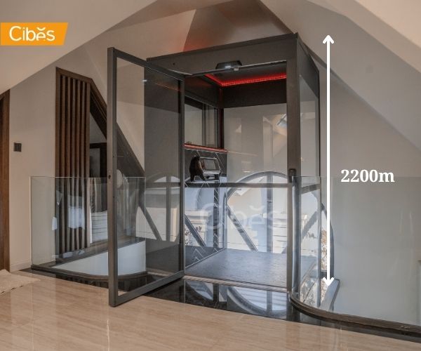 Công trình thang máy biệt thự Cibes có chiều cao tầng trên cùng thấp